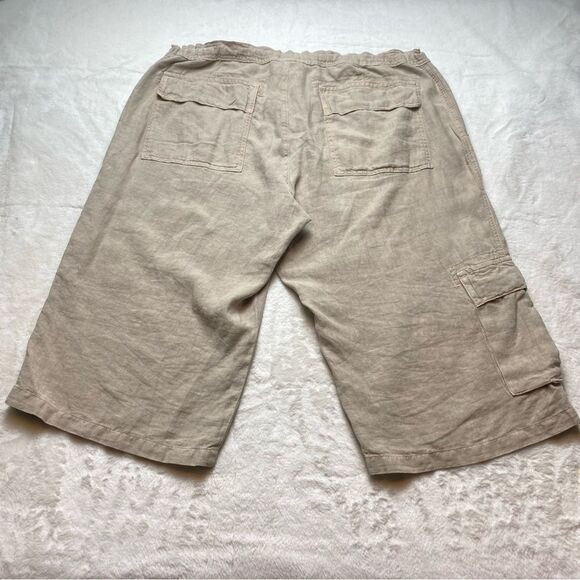 Juicy Couture 100% Linen Khaki Bermuda Button Fly Pants Size XL - Picture 2 of 12